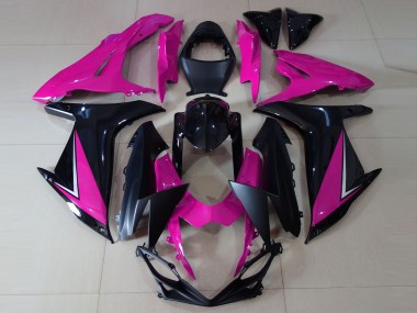 Rabatt Suzuki GSXR 600 / GSXR 750 Motorrad Verkleidung 2011-2024 - Rosa Glanzendes Schwarz Matt Schwarz