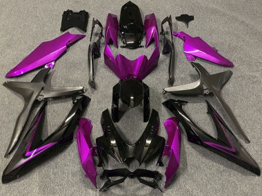 Rabatt Suzuki GSXR 600 / GSXR 750 Motorrad Verkleidung 2008-2010 - Rosa Glanzendes Schwarz Matt Schwarz