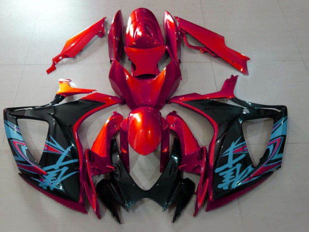 Rabatt Suzuki GSXR 600 / GSXR 750 Motorrad Verkleidung 2006-2007 - Rot Schwarz Hellblau