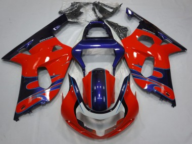 Rabatt Suzuki GSXR 600 / GSXR 750 Motorrad Verkleidung 2001-2003 - Rot Blau Glanzendes Schwarz
