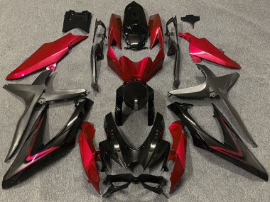 Rabatt Suzuki GSXR 600 / GSXR 750 Motorrad Verkleidung 2008-2010 - Rot Glanzendes Schwarz Matt Schwarz