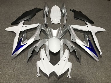 Rabatt Suzuki GSXR 600 / GSXR 750 Motorrad Verkleidung 2008-2010 - Weiss Silber Blau Matt Schwarz