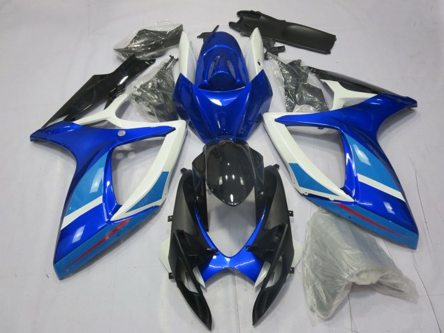 Rabatt Suzuki GSXR 600 / GSXR 750 Motorrad Verkleidung 2006-2007 - Weiss Blau Glanzendes Schwarz