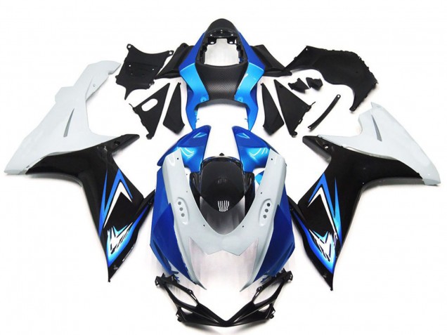 Rabatt Suzuki GSXR 600 / GSXR 750 Motorrad Verkleidung 2011-2024 - Weiss Hellblau Glanzendes Schwarz