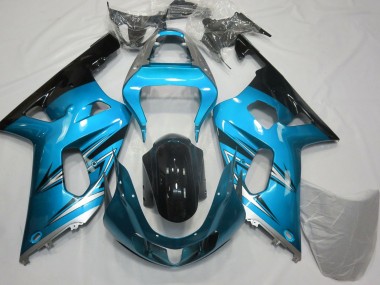 Rabatt Suzuki GSXR 600 / GSXR 750 Motorrad Verkleidung 2001-2003 - Hellblau Silber Glanzendes Schwarz