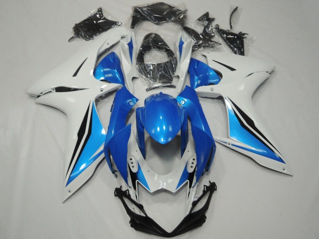 Rabatt Suzuki GSXR 600 / GSXR 750 Motorrad Verkleidung 2011-2024 - Weiss Hellblau Glanzendes Schwarz OEM Stil