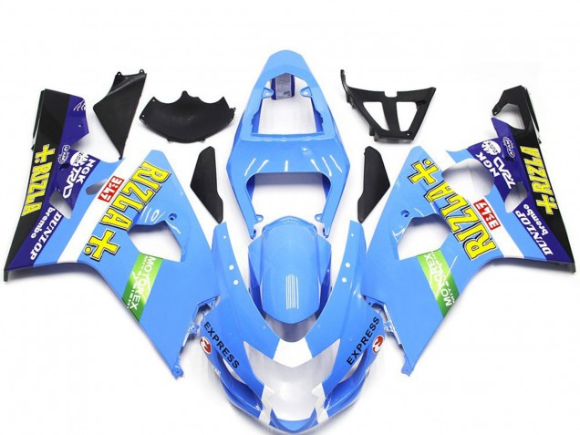Rabatt Suzuki GSXR 600 / GSXR 750 Motorrad Verkleidung 2004-2005 - Hellblau Grun Gelb Rizla Stil