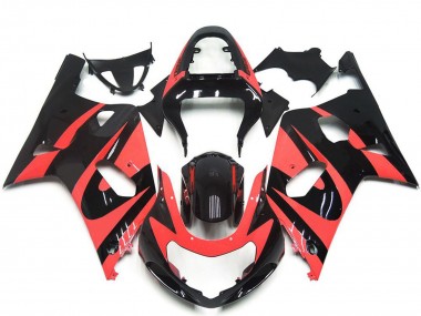 Rabatt Suzuki GSXR 600 / GSXR 750 Motorrad Verkleidung 2001-2003 - Hellrot Glanzendes Schwarz OEM Stil