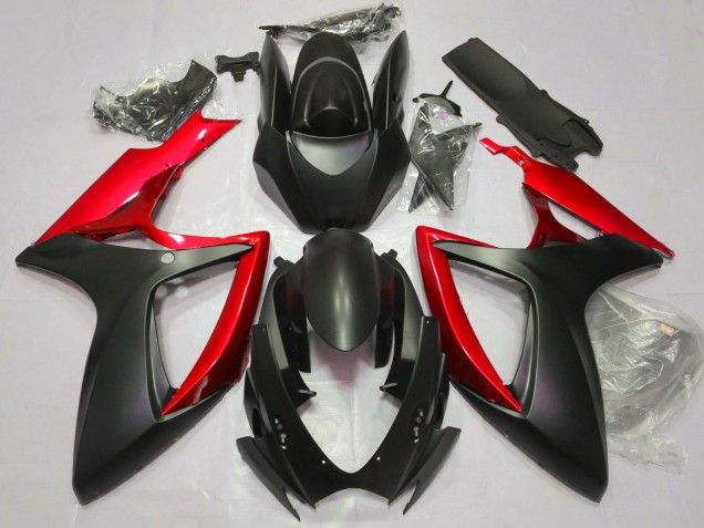 Rabatt Suzuki GSXR 600 / GSXR 750 Motorrad Verkleidung 2006-2007 - Matt Schwarz Rot