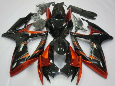 Rabatt Suzuki GSXR 600 / GSXR 750 Motorrad Verkleidung 2006-2007 - Orange Glanzendes Schwarz