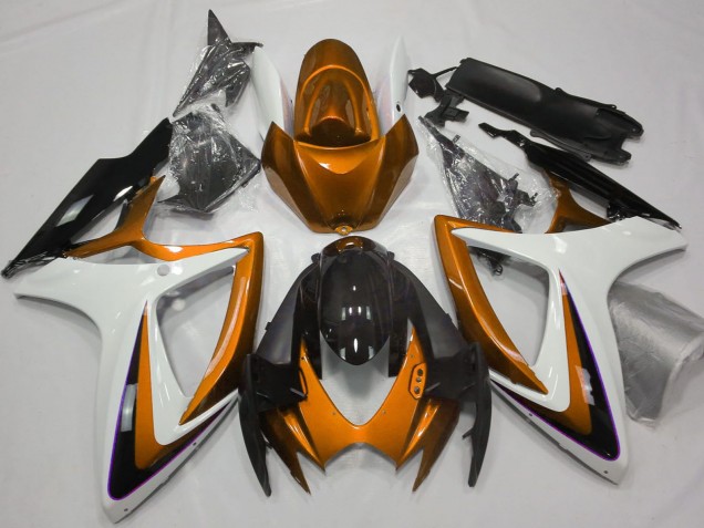 Rabatt Suzuki GSXR 600 / GSXR 750 Motorrad Verkleidung 2006-2007 - Orange Weiss Glanzendes Schwarz