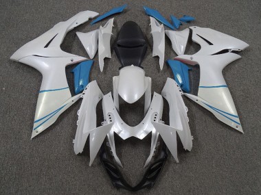 Rabatt Suzuki GSXR 600 / GSXR 750 Motorrad Verkleidung 2011-2024 - Perl Weiss und Hellblau