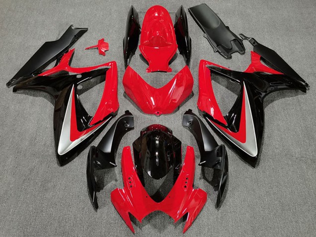 Rabatt Suzuki GSXR 600 / GSXR 750 Motorrad Verkleidung 2006-2007 - Rot Grau Glanzendes Schwarz OEM Stil