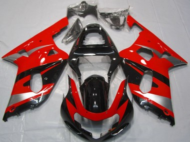 Rabatt Suzuki GSXR 600 / GSXR 750 Motorrad Verkleidung 2001-2003 - Rot Silber Glanzendes Schwarz OEM Stil