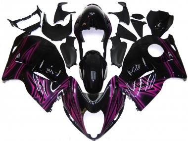 Rabatt Suzuki GSXR 1300 Motorrad Verkleidung 1996-2007 - Glanzendes Schwarz Lila Flamme