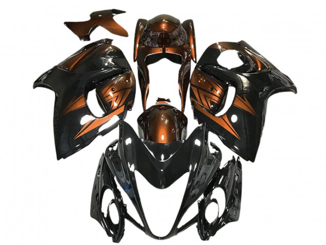 Rabatt Suzuki GSXR 1300 Motorrad Verkleidung 2008-2020 - Glanzendes Schwarz und Dunkel Orange