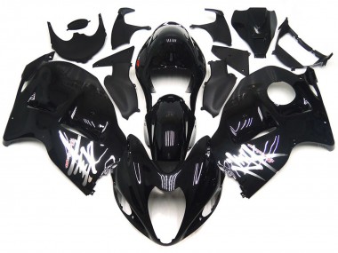 Rabatt Suzuki GSXR 1300 Motorrad Verkleidung 1996-2007 - Glanzendes Schwarz mit Silber Aufkleber