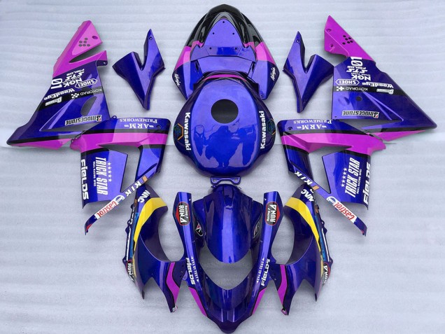 Rabatt Kawasaki ZX10R Motorrad Verkleidung 2004-2005 - Blau und Rosa Trick Star