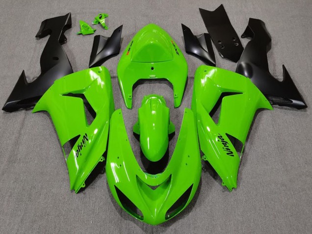 Rabatt Kawasaki ZX10R Motorrad Verkleidung 2006-2007 - Grun Matt Schwarz