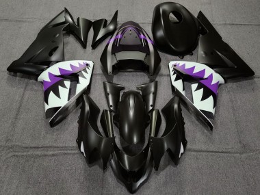 Rabatt Kawasaki ZX10R Motorrad Verkleidung 2004-2005 - Matt Schwarz und Lila Hai
