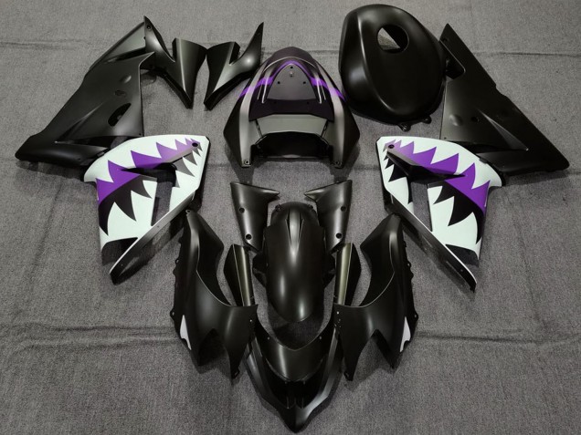 Rabatt Kawasaki ZX10R Motorrad Verkleidung 2004-2005 - Matt Schwarz und Lila Hai