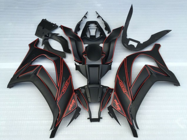 Rabatt Kawasaki ZX10R Motorrad Verkleidung 2011-2015 - Matt Schwarz Rot