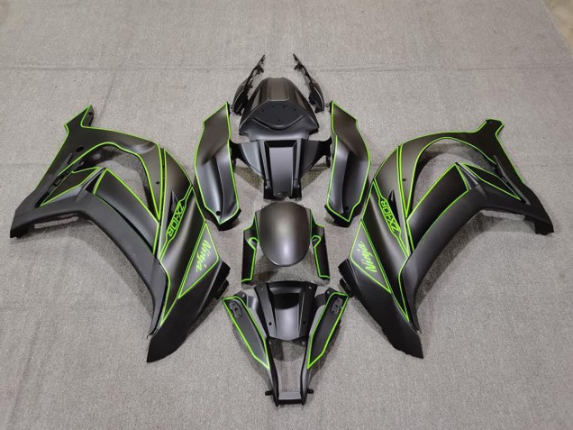 Rabatt Kawasaki ZX10R Motorrad Verkleidung 2011-2015 - Matt Schwarz Grun Linie