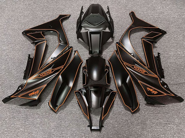 Rabatt Kawasaki ZX10R Motorrad Verkleidung 2011-2015 - Matt Schwarz Orange Linie