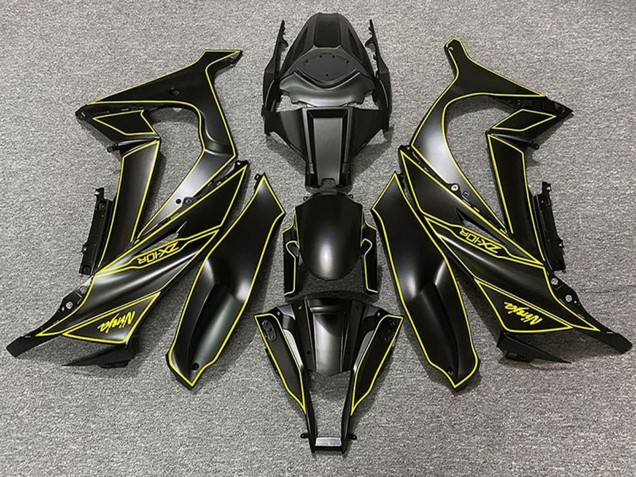 Rabatt Kawasaki ZX10R Motorrad Verkleidung 2011-2015 - Matt Schwarz Gelb Linie