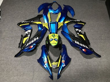 Rabatt Kawasaki ZX10R Motorrad Verkleidung 2016-2020 - Metallisch Blau Gelb Hai 46