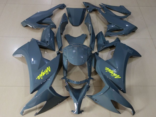 Rabatt Kawasaki ZX10R Motorrad Verkleidung 2008-2010 - Dunkel Nardo Grau Hohe Sichtbarkeit Gelb