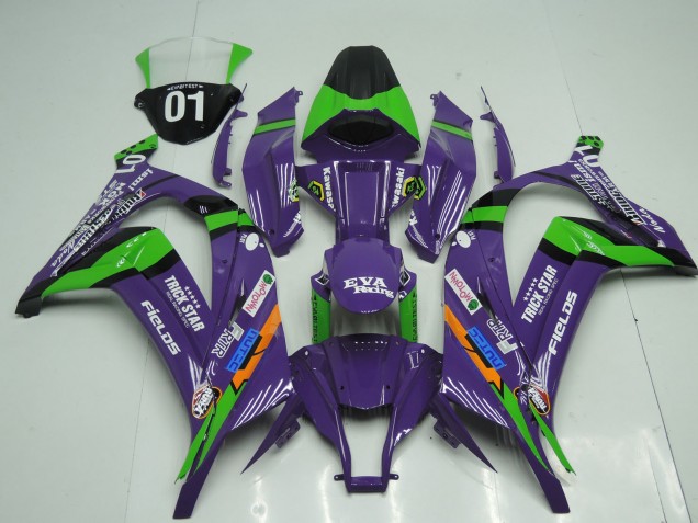 Rabatt Kawasaki ZX10R Motorrad Verkleidung 2011-2015 - Lila Schwarz Grun Orange Weiss Trick Star EVA Rennen OEM Stil