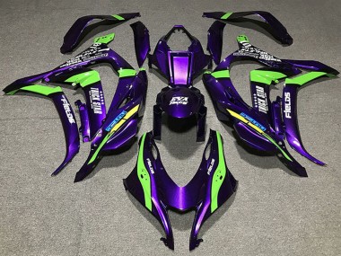 Rabatt Kawasaki ZX10R Motorrad Verkleidung 2016-2020 - Lila Grun Weiss Trick Star EVA Rennen