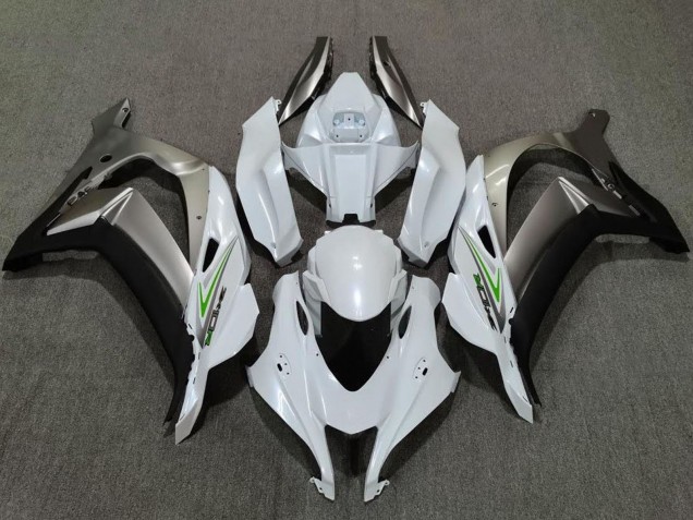 Rabatt Kawasaki ZX10R Motorrad Verkleidung 2016-2020 - Perl Weiss Silber