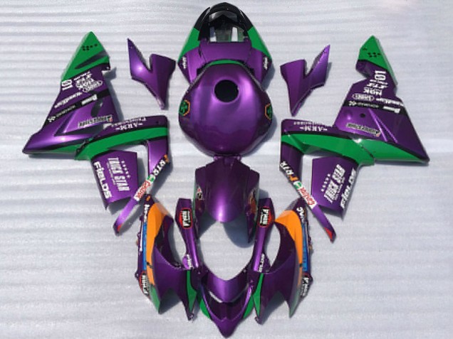 Rabatt Kawasaki ZX10R Motorrad Verkleidung 2004-2005 - Lila und Grun Trick Star