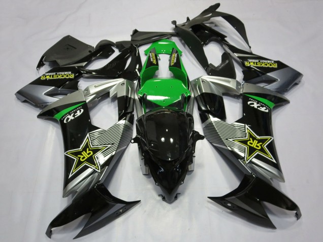 Rabatt Kawasaki ZX10R Motorrad Verkleidung 2008-2010 - Grau Grun Schwarz RockStar