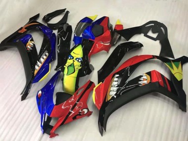 Rabatt Kawasaki ZX10R Motorrad Verkleidung 2016-2020 - Rot Blau Gelb Schwarz Hai