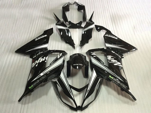 Rabatt Kawasaki ZX6R Motorrad Verkleidung 2013-2018 - Glanzendes Schwarz Weiss