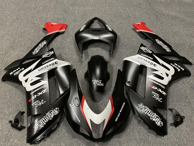 Rabatt Kawasaki ZX6R Motorrad Verkleidung 2007-2008 - Massgeschneidert Matt Schwarz Weiss Rot