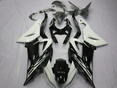 Rabatt Kawasaki ZX6R Motorrad Verkleidung 2013-2018 - Weiss Glanzendes Schwarz