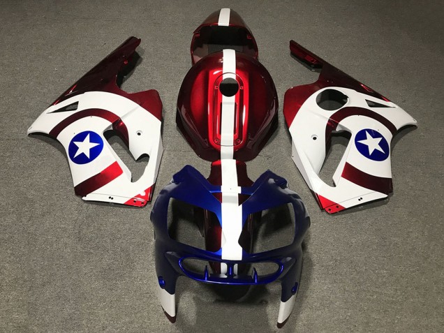 Rabatt Kawasaki ZX12R Motorrad Verkleidung 2002-2006 - Rot Blau Weiss Stern Captain America