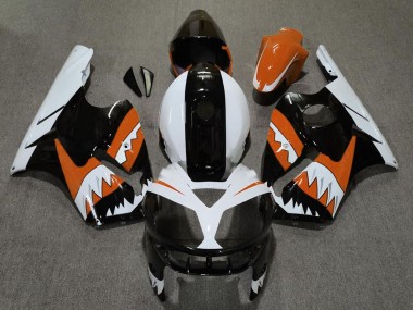 Rabatt Kawasaki ZX12R Motorrad Verkleidung 2002-2006 - Orange Schwarz Weiss Hai