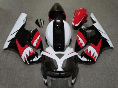 Rabatt Kawasaki ZX12R Motorrad Verkleidung 2002-2006 - Rot Schwarz Weiss Hai