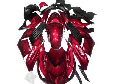 Rabatt Kawasaki ZX14R Motorrad Verkleidung 2006-2011 - Rot Schwarz Flamme Weiss Ninja