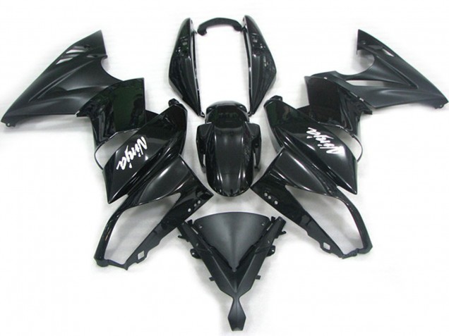 Rabatt Kawasaki Ninja 650R Motorrad Verkleidung 2009-2011 - Glanzendes Schwarz Matt Schwarz Weiss Aufkleber