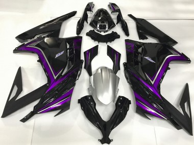 Rabatt Kawasaki Ninja 300 Motorrad Verkleidung 2013-2024 - Glanzendes Schwarz Lila