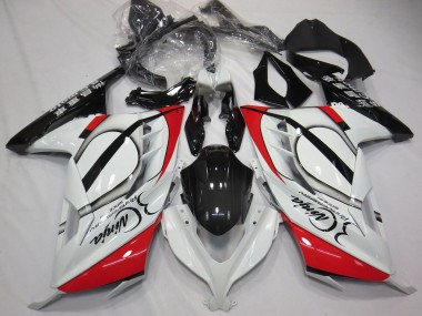 Rabatt Kawasaki Ninja 300 Motorrad Verkleidung 2013-2024 - Glanzendes Weiss Rot Schwarz