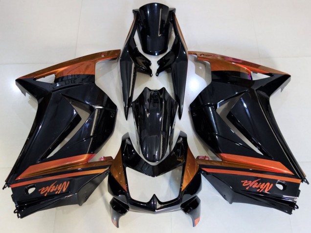 Rabatt Kawasaki Ninja 250 Motorrad Verkleidung 2008-2012 - Glanzendes Schwarz Orange