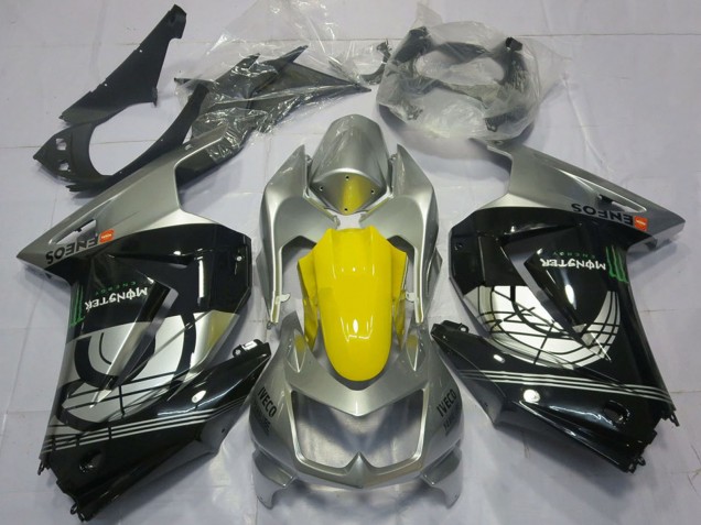 Rabatt Kawasaki Ninja 250 Motorrad Verkleidung 2008-2012 - Silber Gelb Glanzendes Schwarz
