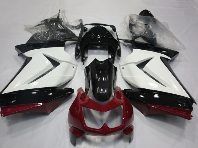 Rabatt Kawasaki Ninja 250 Motorrad Verkleidung 2008-2012 - Weiss Rot Glanzendes Schwarz